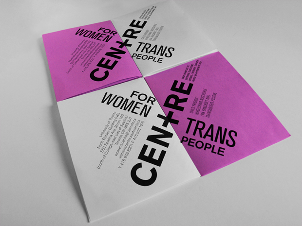Quarter-folded brochures on display Centre for Women & Trans People Brochures